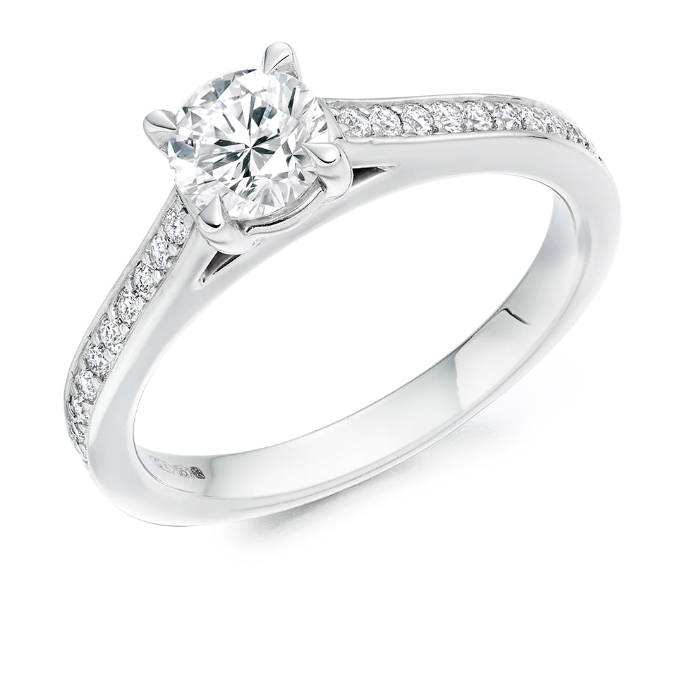 Grain-Set Solitaire Round Brilliant Engagement Ring 0.75ct total in White Gold