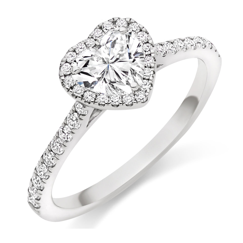 Pavé-Shoulder Halo Heart-Cut Engagement Ring, 0.5ct (ENG5348 SMT) in White Gold