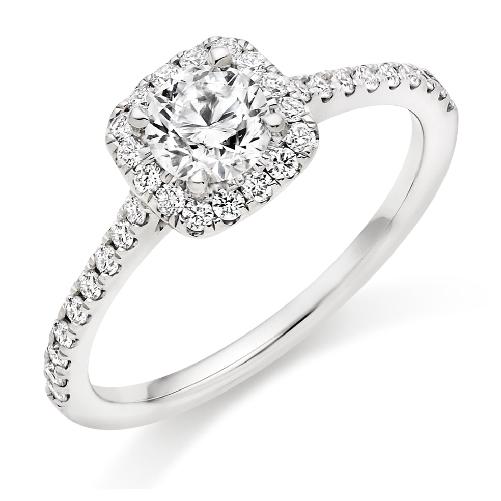 Pavé-Shoulder Halo Round-Brilliant Engagement Ring, 0.5ct (ENG5415 SMT) in White Gold