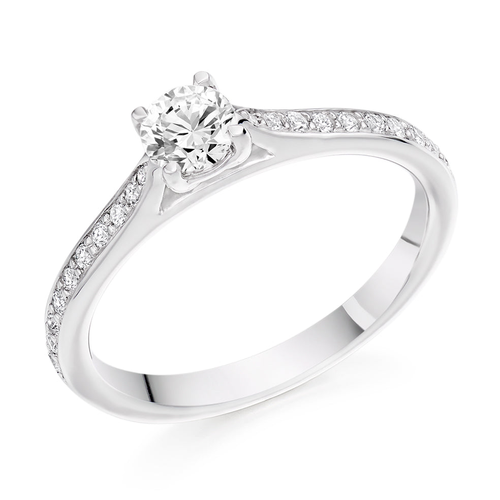 Grain-Set Solitaire Round Brilliant Engagement Ring 0.33ct in White Gold