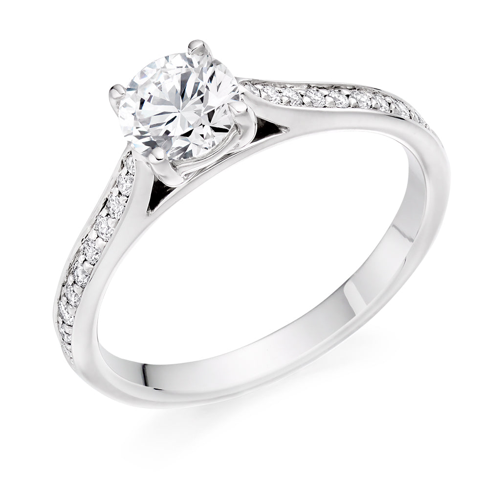 Grain-Set Solitaire Round Brilliant Engagement Ring 0.9ct in White Gold
