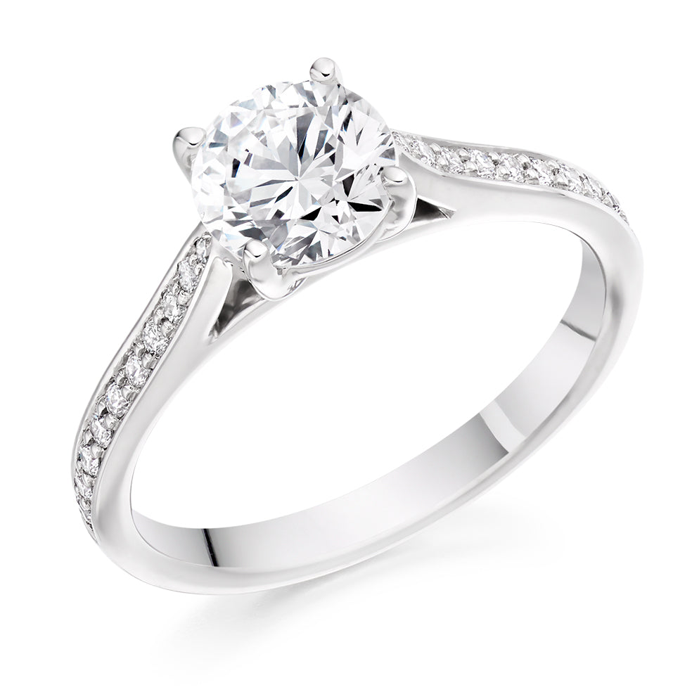 Grain-Set Solitaire Round Brilliant Engagement Ring 1.0ct total in White Gold