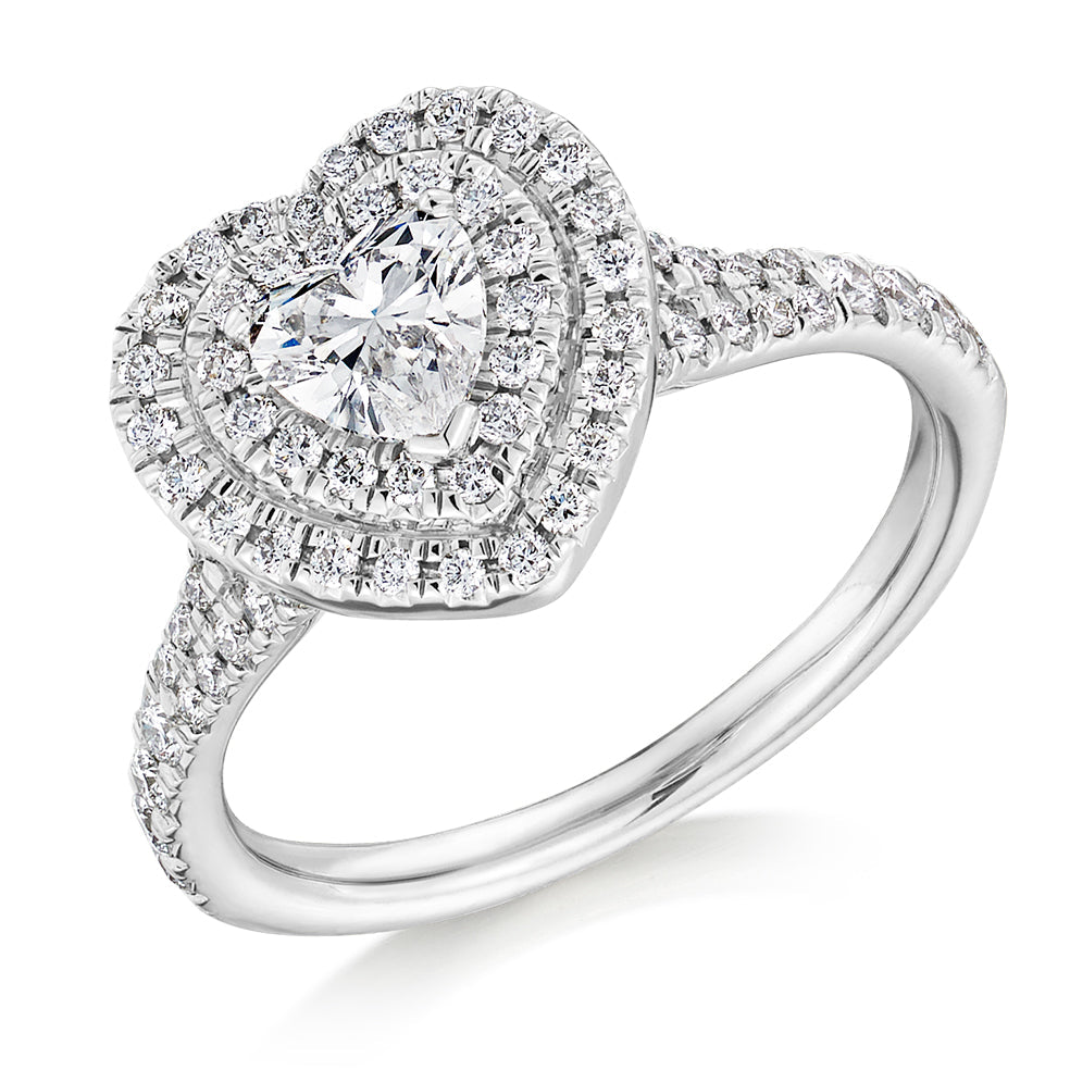 Double-Halo Split-Shoulder Heart-Cut Engagement Ring, 0.5ct (ENG5997 SMT) in White Gold