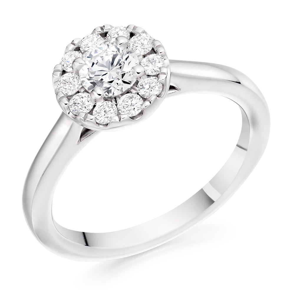 Halo with Plain Shoulders Round Brilliant Engagement Ring, 0.33ct in White Gold