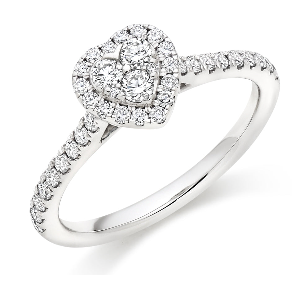 Invisible-Set Halo Round-Brilliant Engagement Ring in White Gold