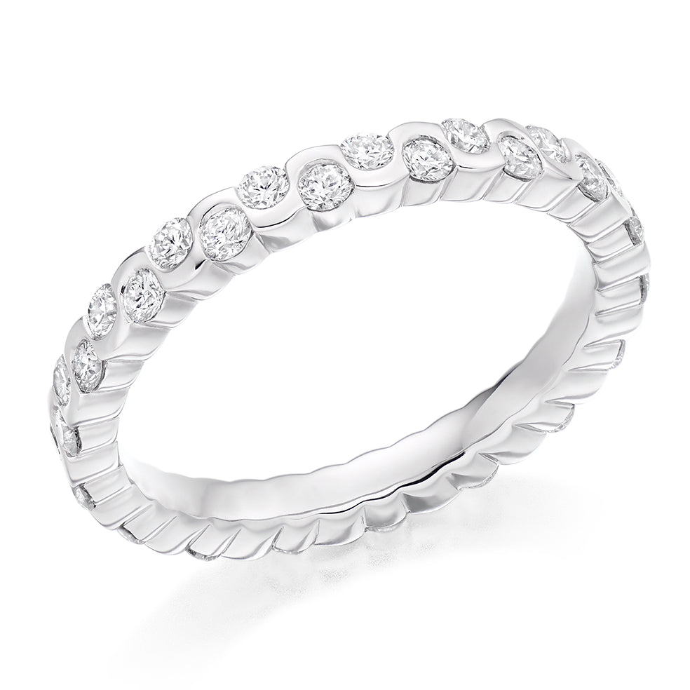 Rubover Full Eternity Ring, 1.0ct total in White Gold