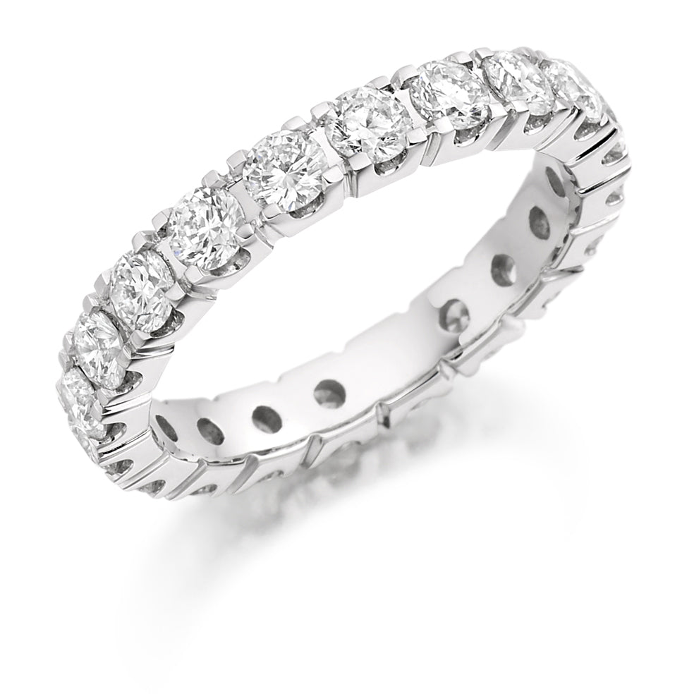 Claw-Set Diamond Full Eternity Ring with Right-Hand B, 2.0ct in White Gold