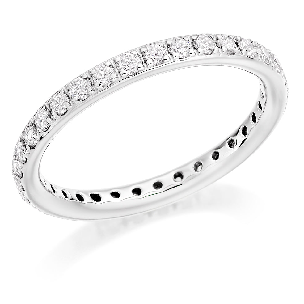 Claw-Set Full Eternity Ring, 0.75ct total in White Gold