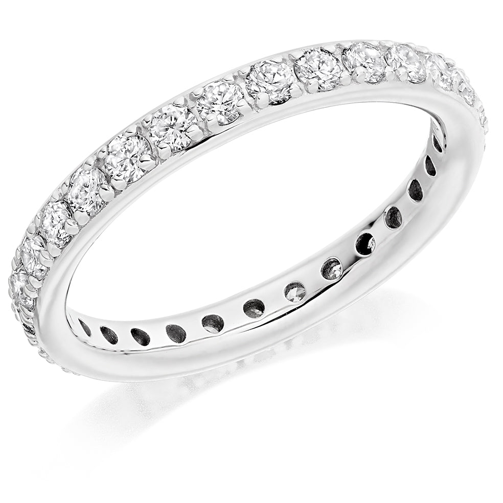 Claw-Set Diamond Full Eternity Ring, 1.0ct in White Gold