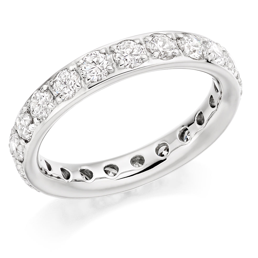Claw-Set Diamond Full Eternity Ring B, 2.0ct in White Gold