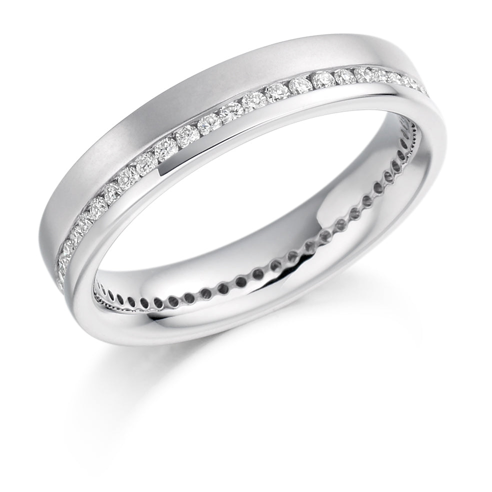Offset Channel-Set Diamond Full Eternity Ring, 0.45ct in White Gold