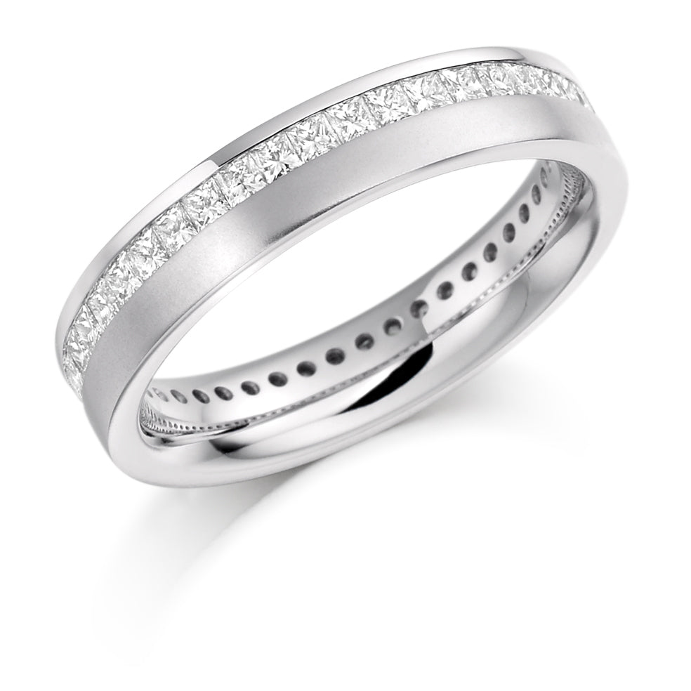 Offset Channel-Set Diamond Full Eternity Ring B, 1.0ct in White Gold