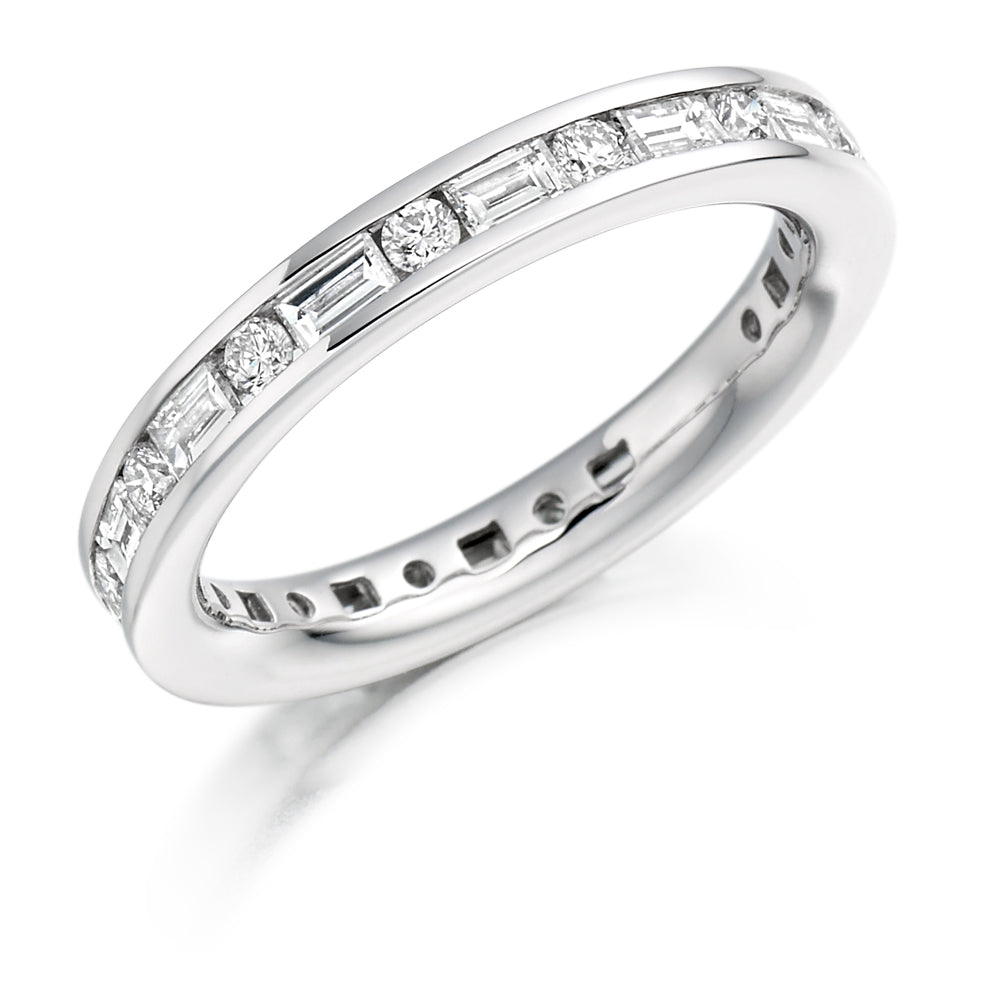 Channel-Set Diamond Full Eternity Ring with Right-Hand, 1.25ct in White Gold