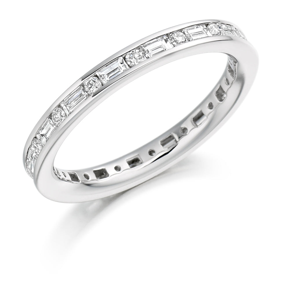 Channel-Set Diamond Full Eternity Ring, 0.85ct in White Gold