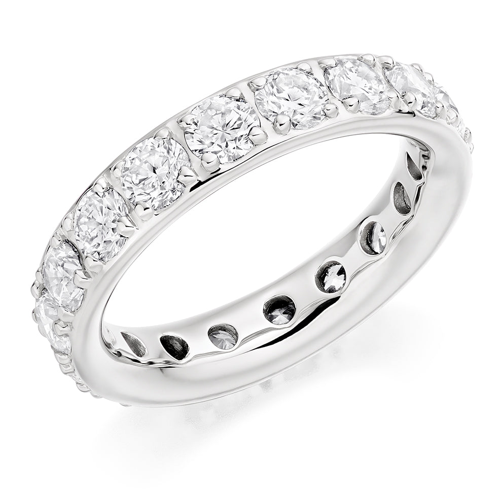 Claw-Set Diamond Full Eternity Ring B, 3.0ct in White Gold