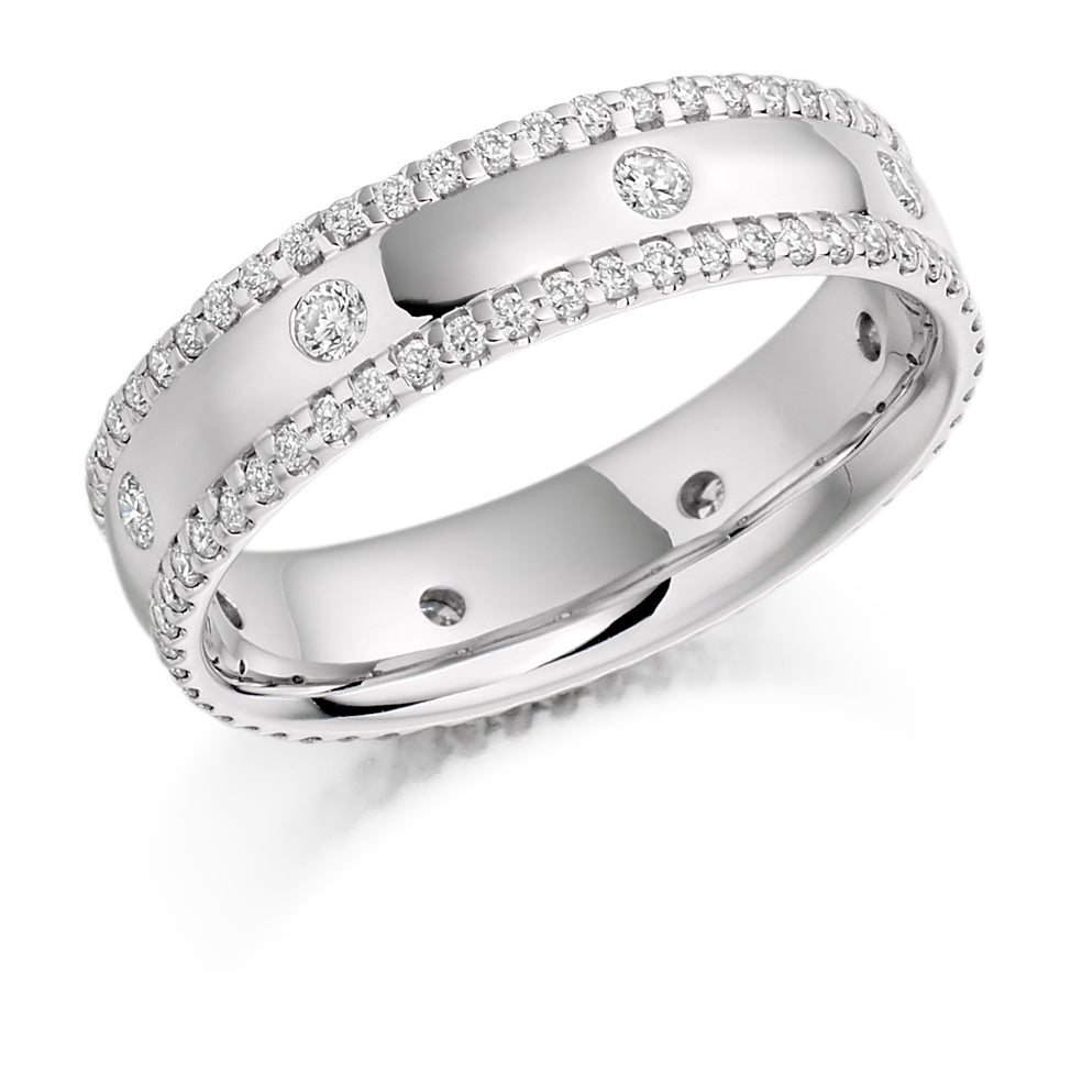 Micro-Claw Full Eternity Ring, 0.8ct total in White Gold