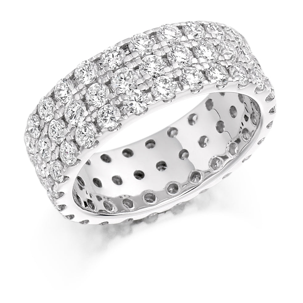 Micro-Claw Diamond Full Eternity Ring with Right-Hand, 3.0ct in White Gold