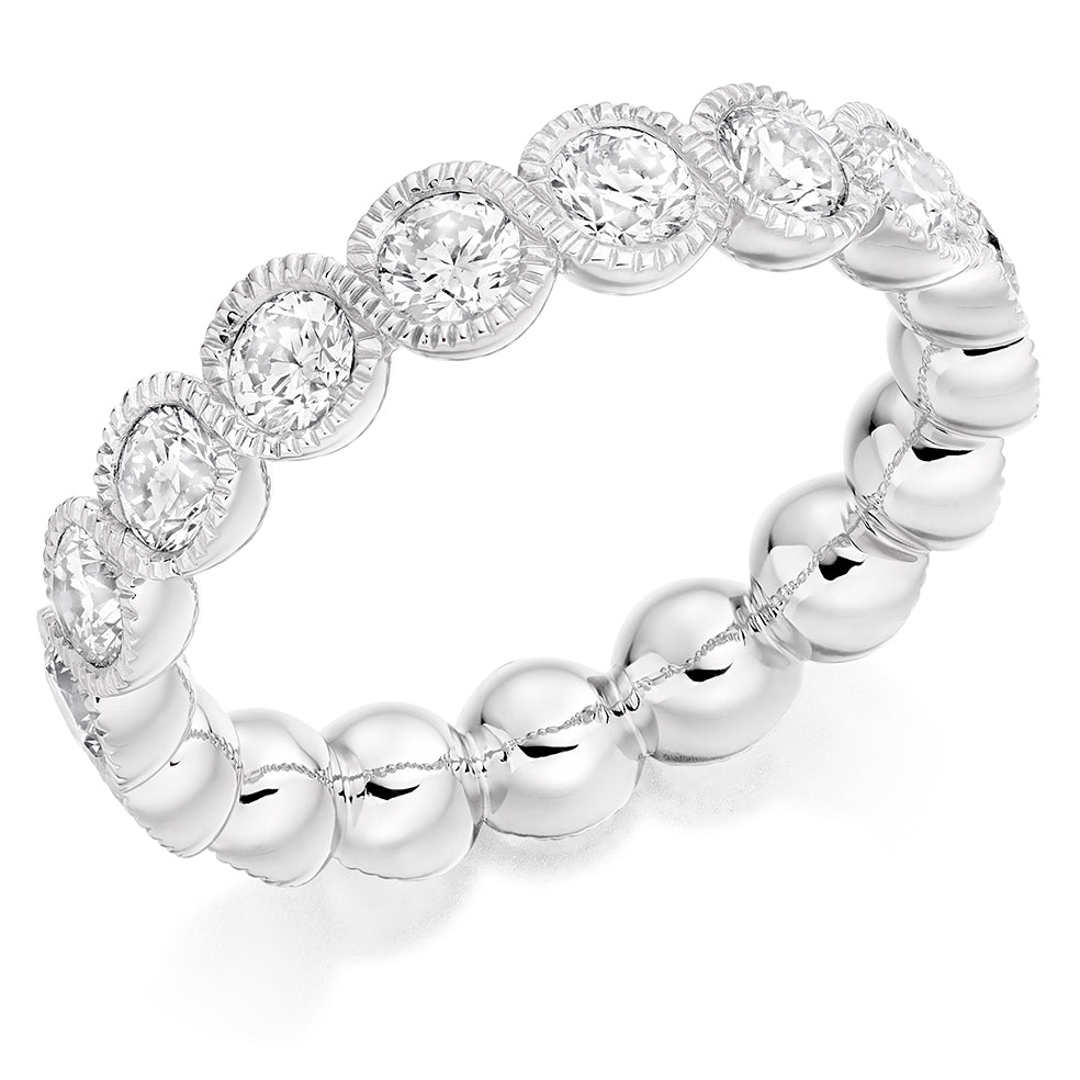 Milgrain Rubover Diamond Full Eternity Ring, 2.0ct in White Gold