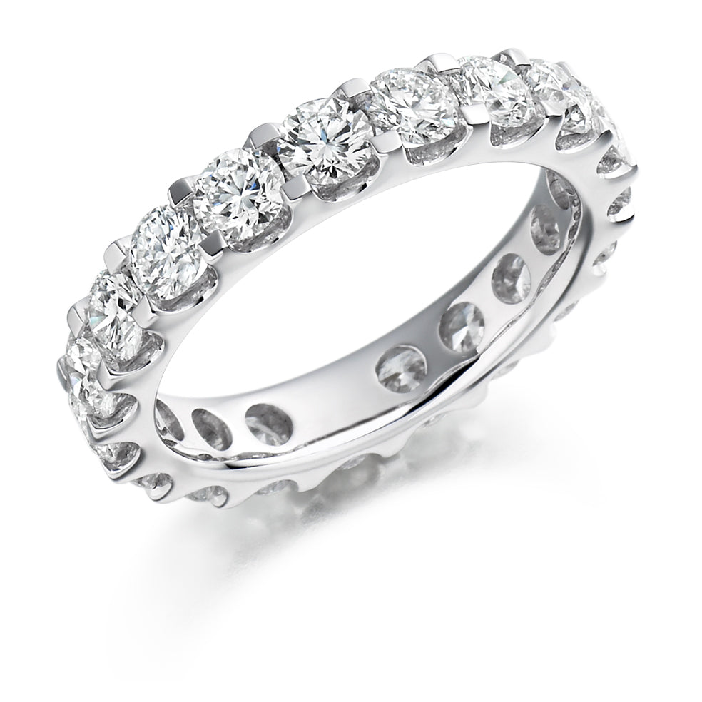 Micro-Claw Diamond Full Eternity Ring, 3.1ct in White Gold