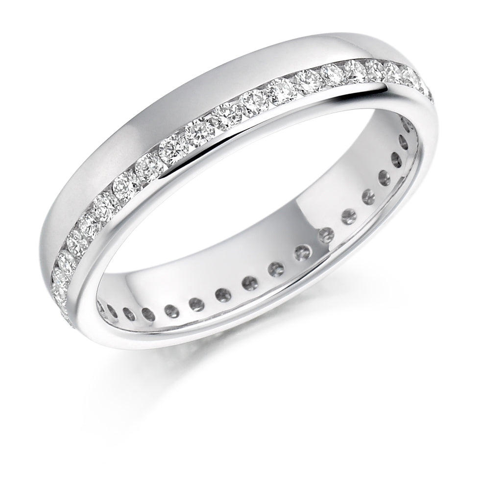 Offset Channel-Set Diamond Full Eternity Ring C, 0.5ct in White Gold