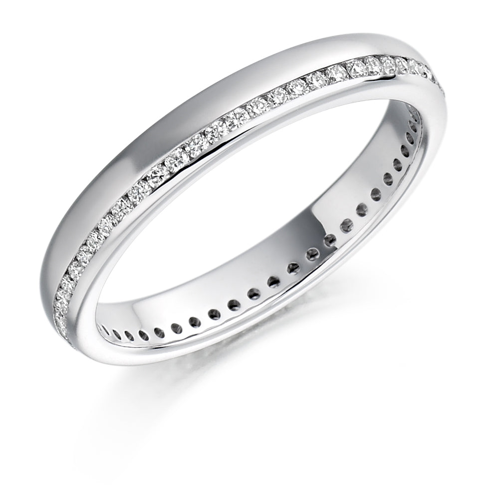 Offset Channel-Set Diamond Full Eternity Ring B, 0.26ct in White Gold