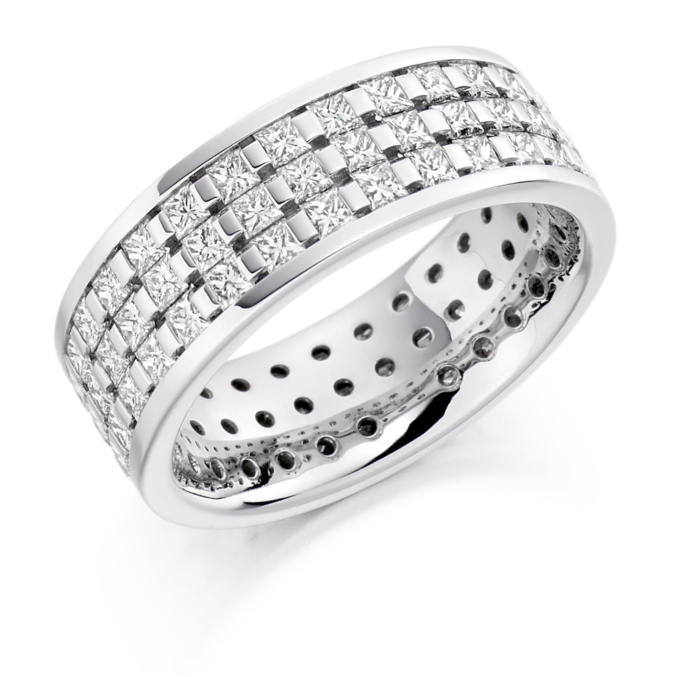 Bar-Set Diamond Full Eternity Ring, 3.0ct in White Gold