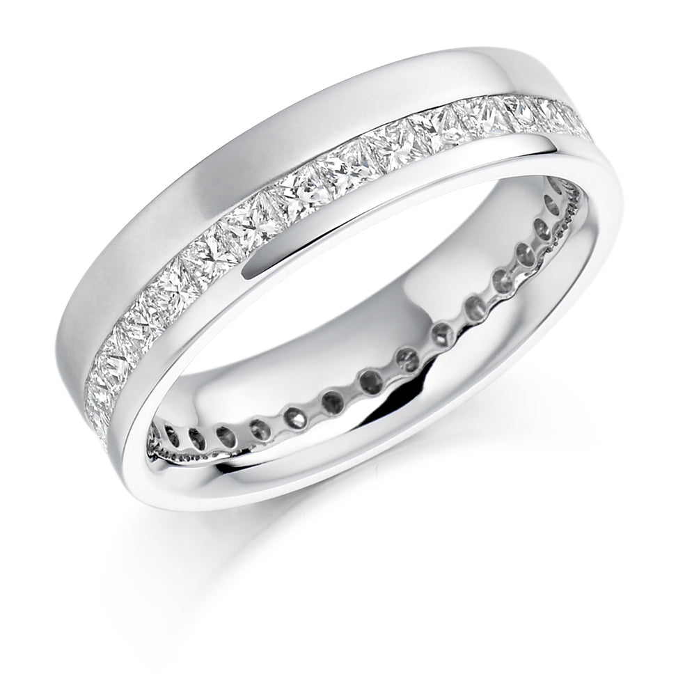 Offset Channel-Set Diamond Full Eternity Ring, 1.55ct in White Gold