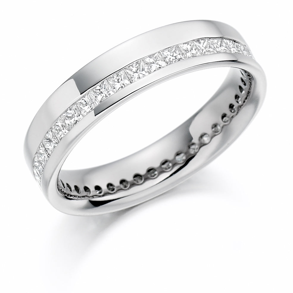 Offset Channel-Set Diamond Full Eternity Ring C, 1.0ct in White Gold