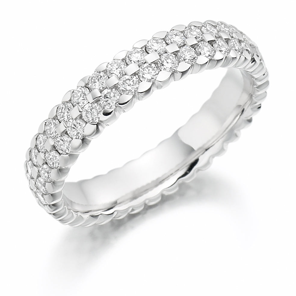 Micro-Claw Diamond Full Eternity Ring with Right-Hand, 1.25ct in White Gold