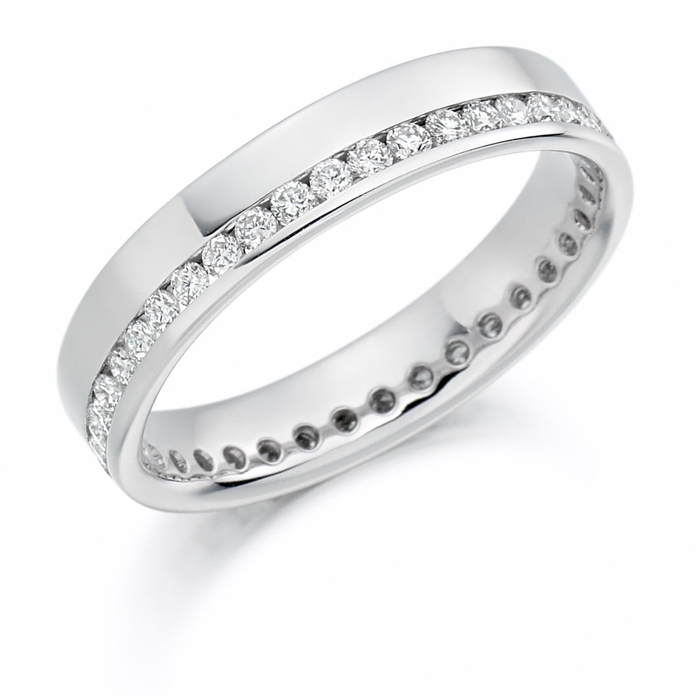 Offset Channel-Set Diamond Full Eternity Ring B, 0.5ct in White Gold