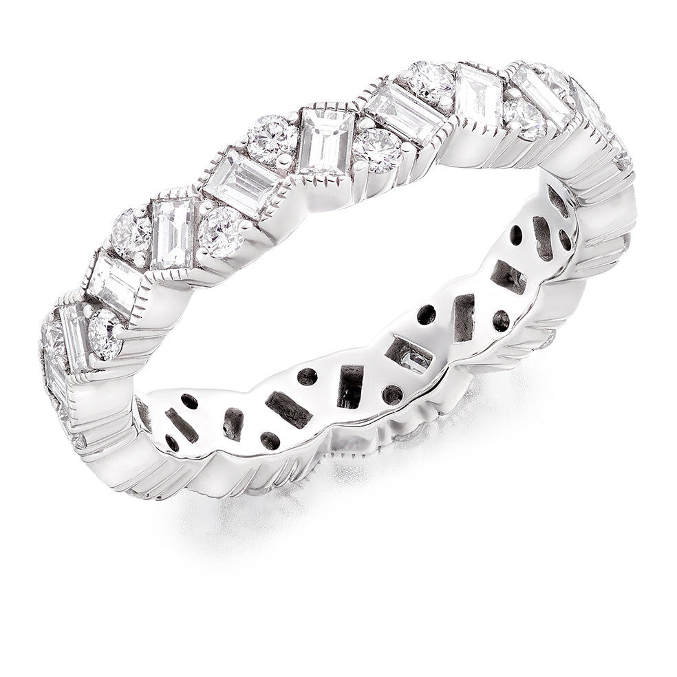 Milgrain Claw-Set Full Eternity Ring, 1.8ct total in White Gold