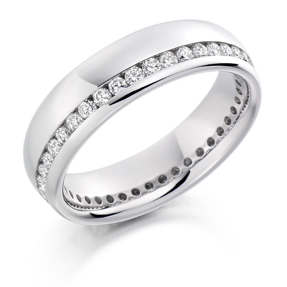 Offset Channel-Set Diamond Full Eternity Ring, 0.55ct in White Gold