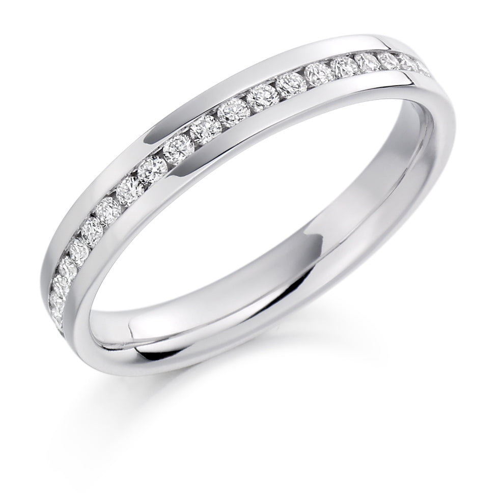 Channel-Set Diamond Full Eternity Ring, 0.5ct in White Gold