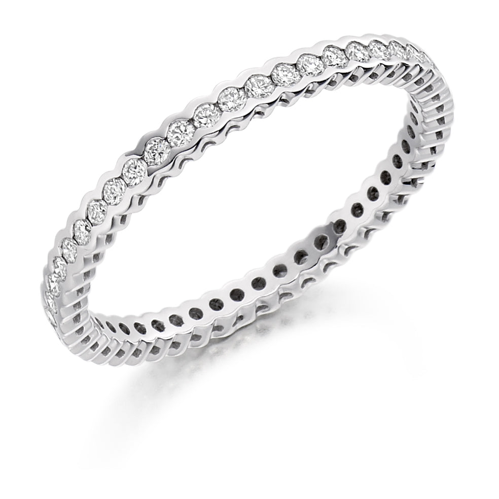 Rubover Diamond Full Eternity Ring, 0.35ct in White Gold