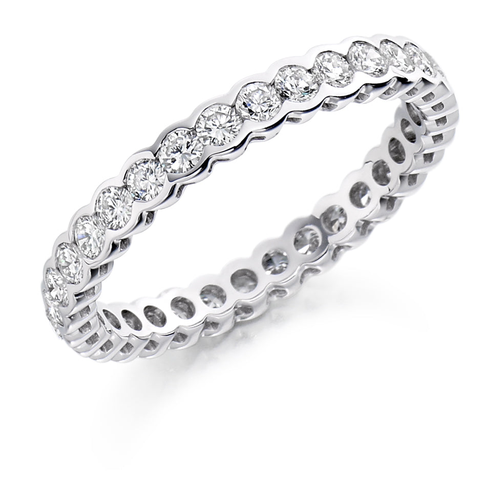 Rubover Diamond Full Eternity Ring, 1.0ct in White Gold