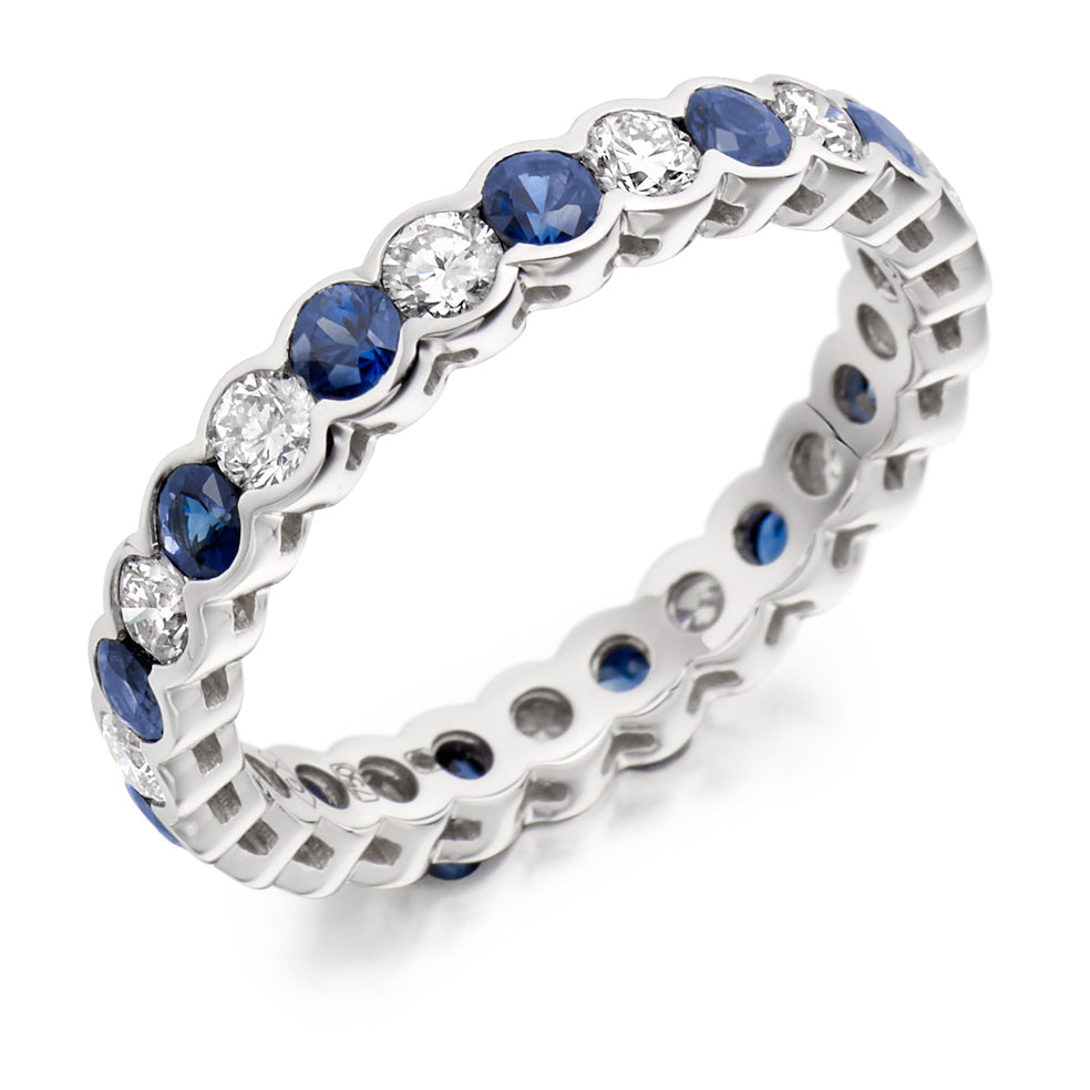 Sapphire & Diamond Full Eternity Ring, 0.83ct in White Gold
