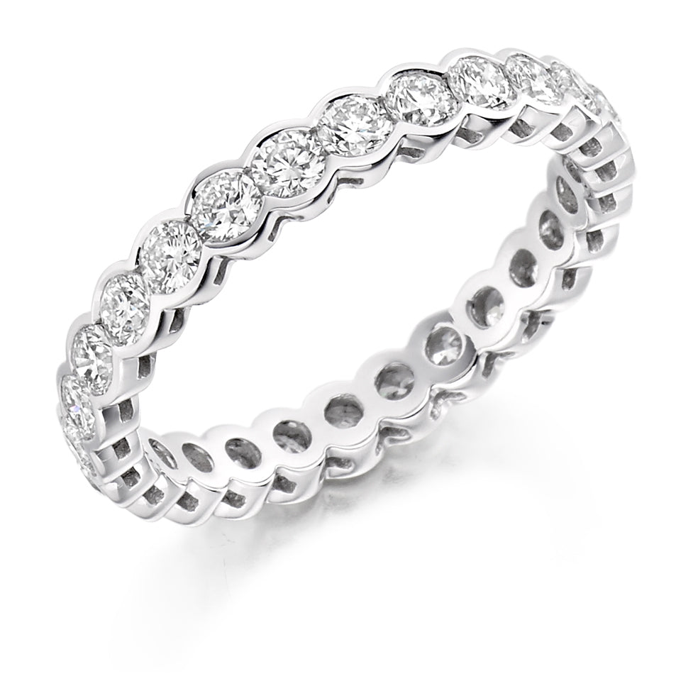 Rubover Diamond Full Eternity Ring, 1.5ct in White Gold
