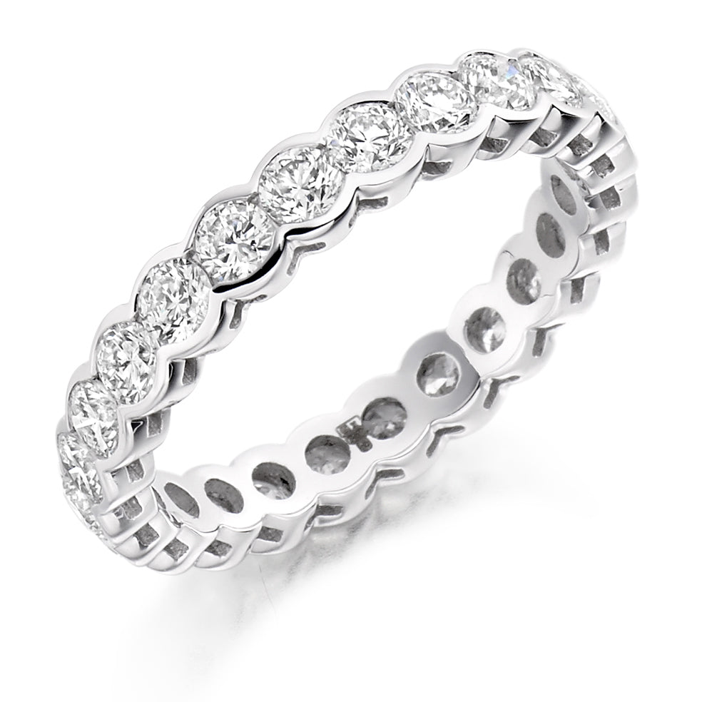 Rubover Diamond Full Eternity Ring, 2.0ct in White Gold