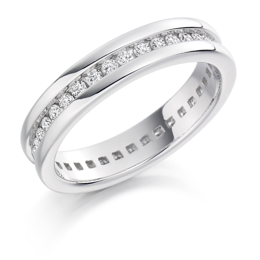 Channel-Set Diamond Full Eternity Ring, 0.6ct in White Gold