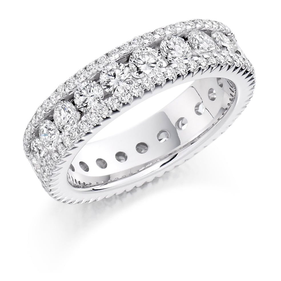 Channel & Micro-Claw Full Eternity Ring, 2.8ct total in White Gold