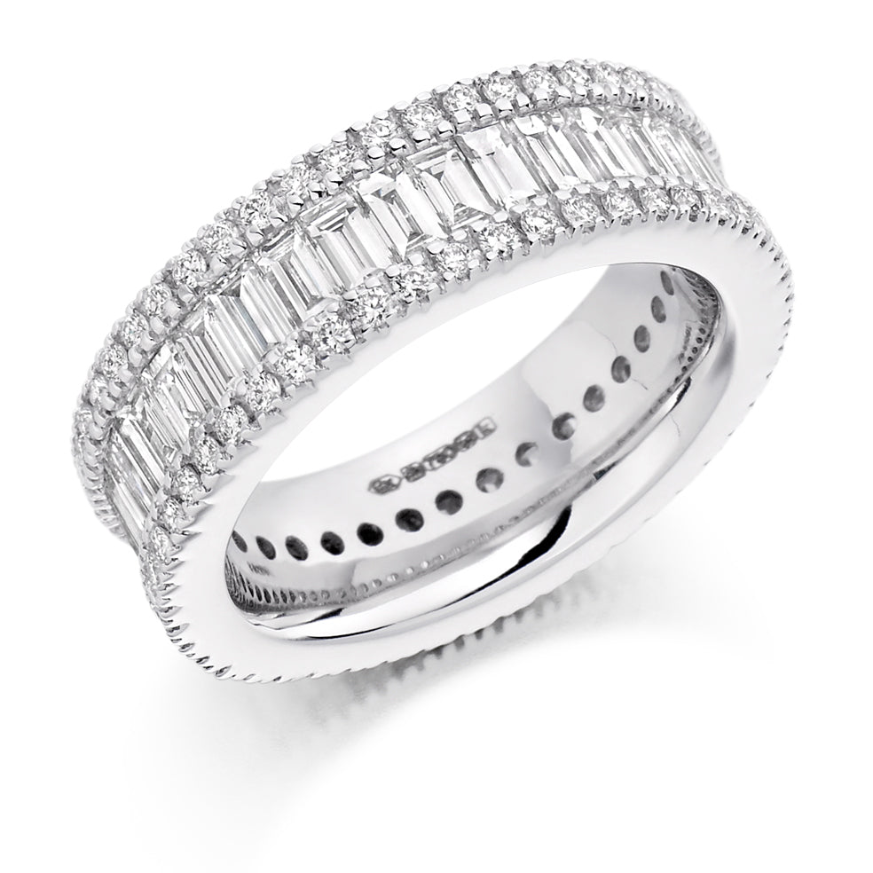 Channel & Micro-Claw Full Eternity Ring, 3.6ct total in White Gold