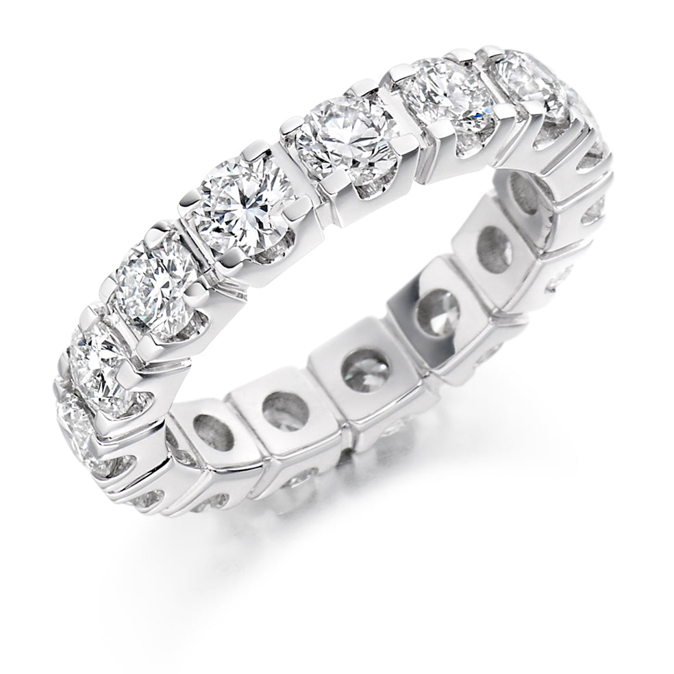 Claw-Set Diamond Full Eternity Ring, 3.3ct in White Gold