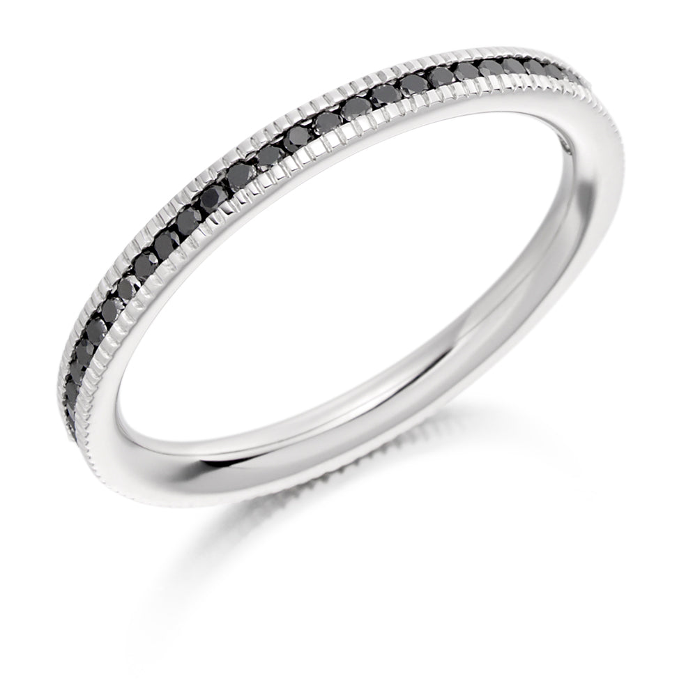 Black Diamond & Diamond Full Eternity Ring in White Gold