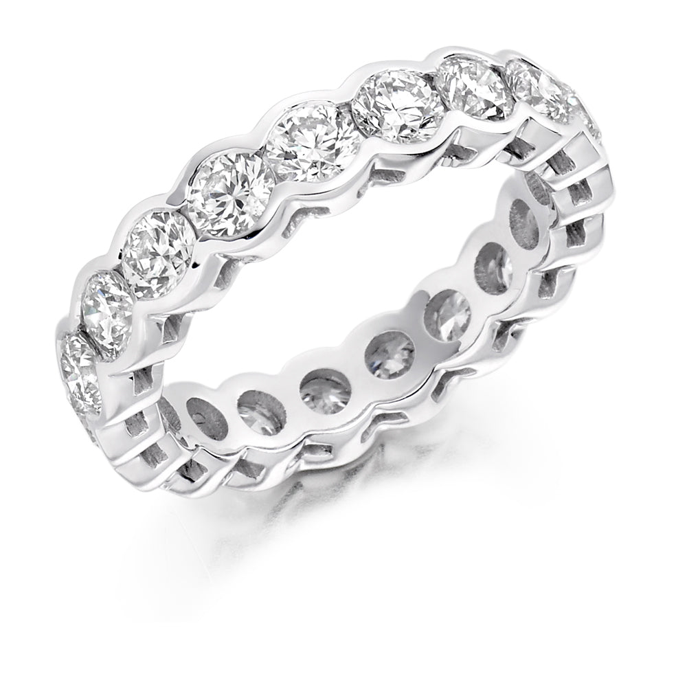 Rubover Diamond Full Eternity Ring, 3.0ct in White Gold