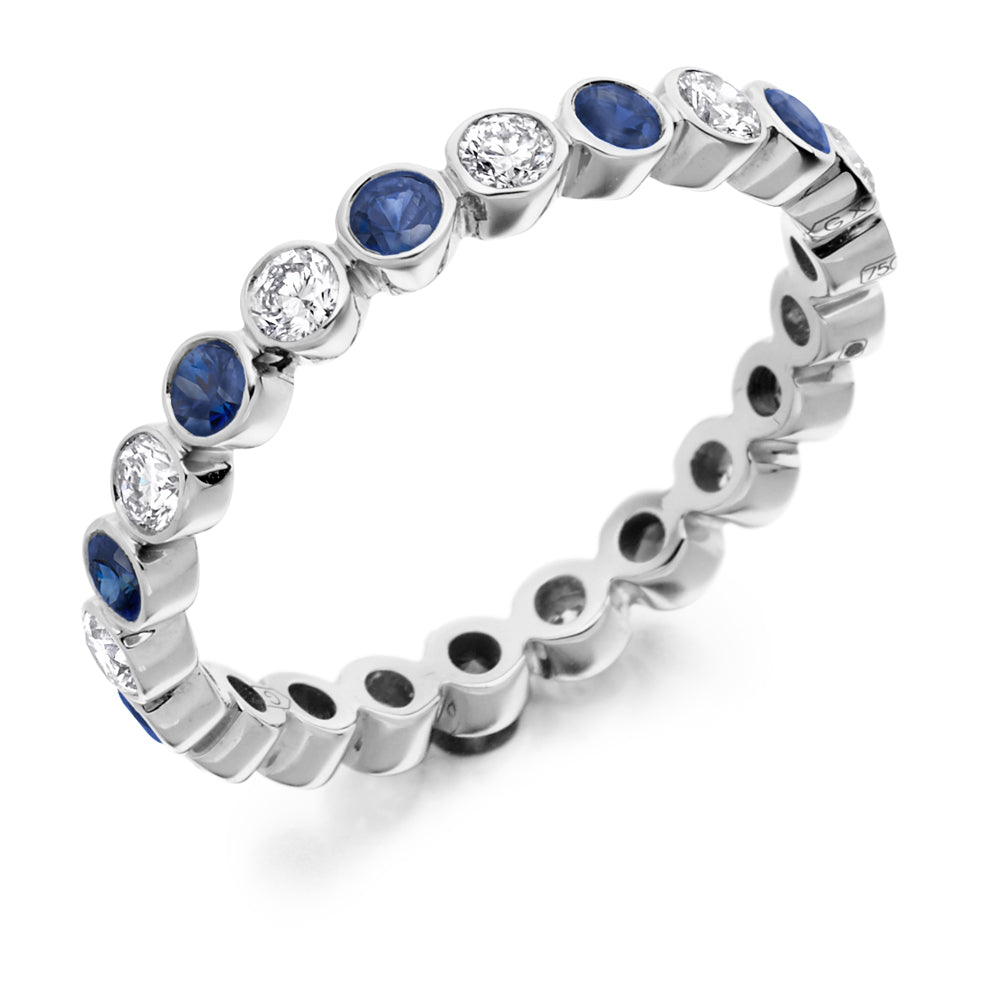 Sapphire & Diamond Full Eternity Ring, 0.52ct in White Gold