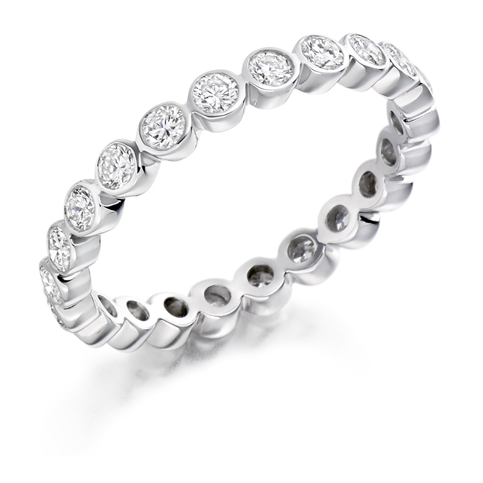 Rubover Diamond Full Eternity Ring B, 1.0ct in White Gold