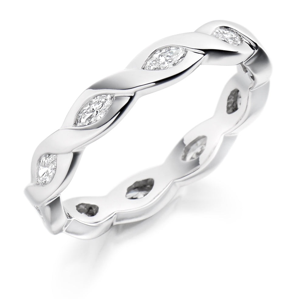 Rubover Diamond Full Eternity Ring, 0.6ct in White Gold
