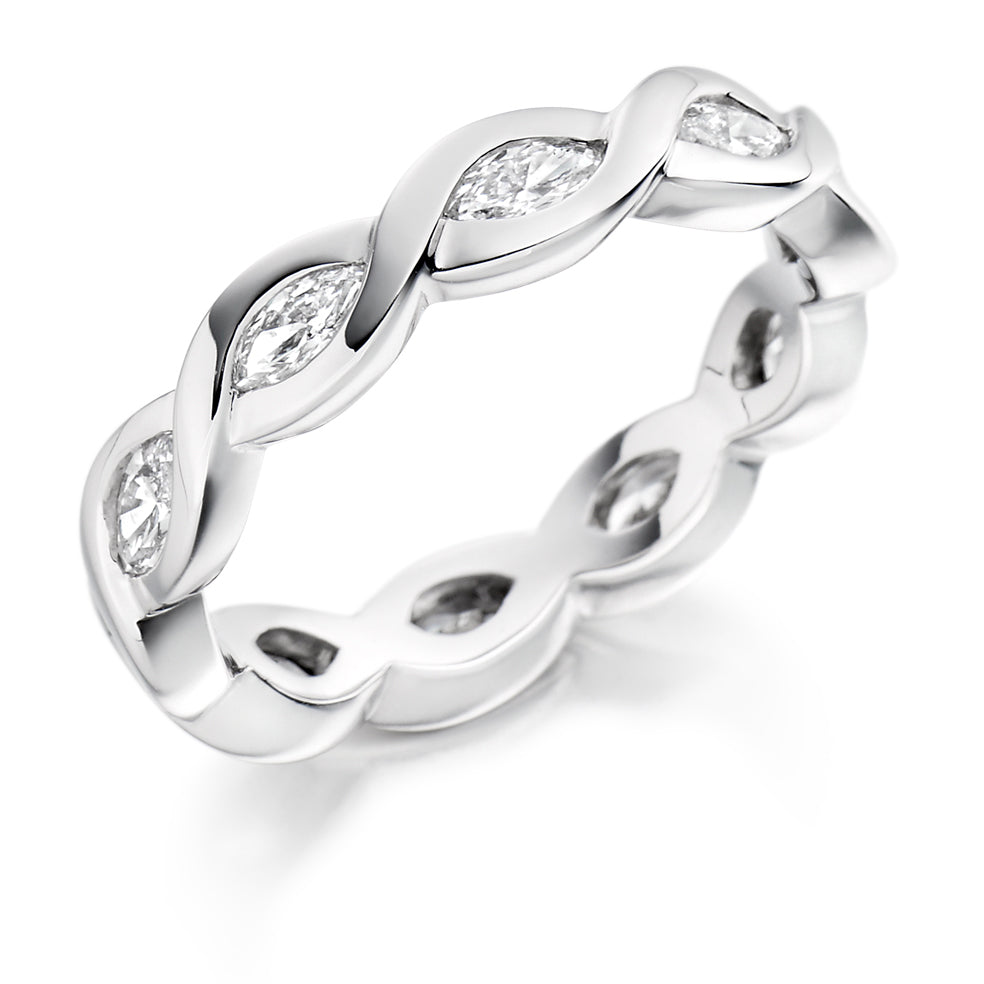 Rubover Diamond Full Eternity Ring with Right-Hand, 1.0ct in White Gold