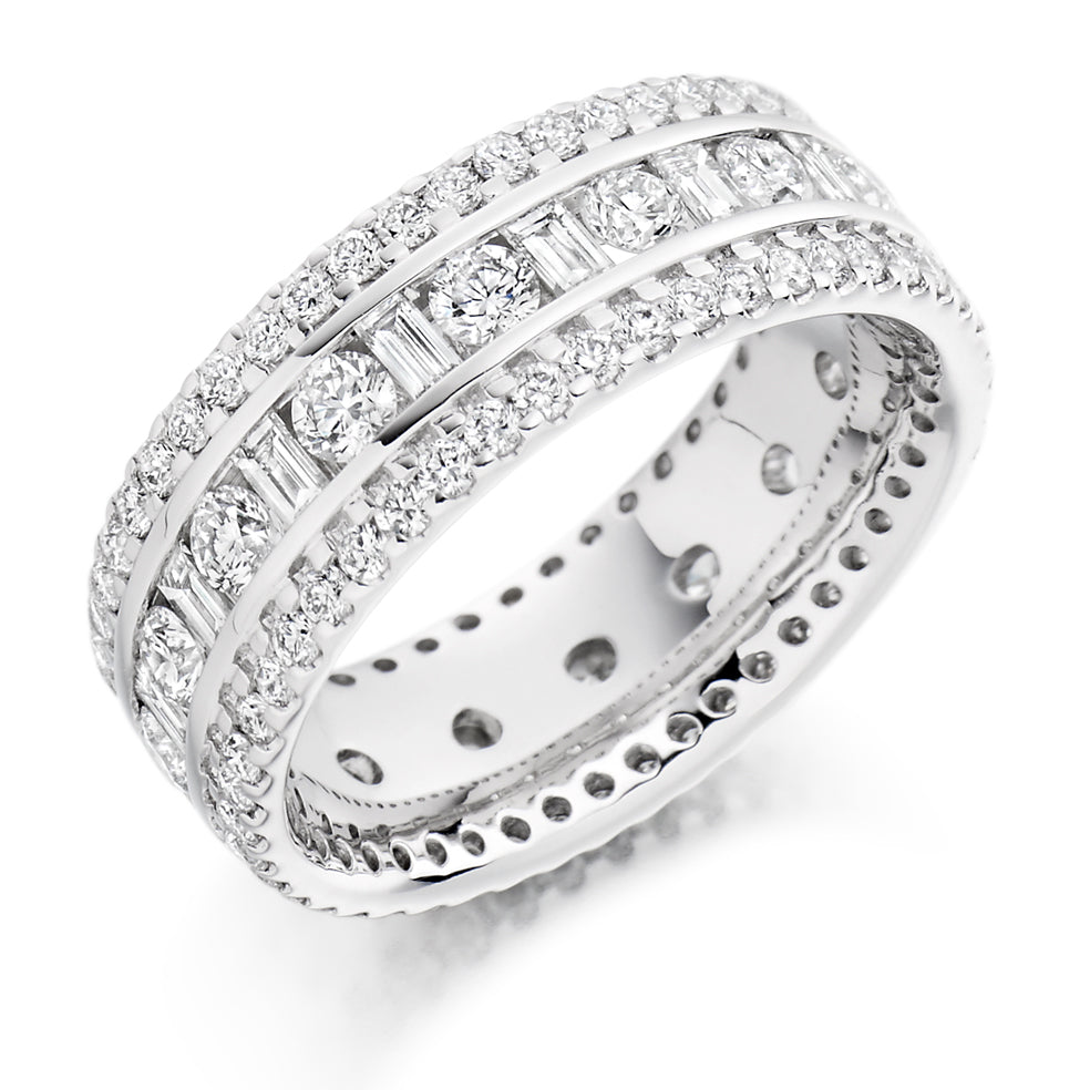 Channel & Micro-Claw Full Eternity Ring, 2.5ct total in White Gold