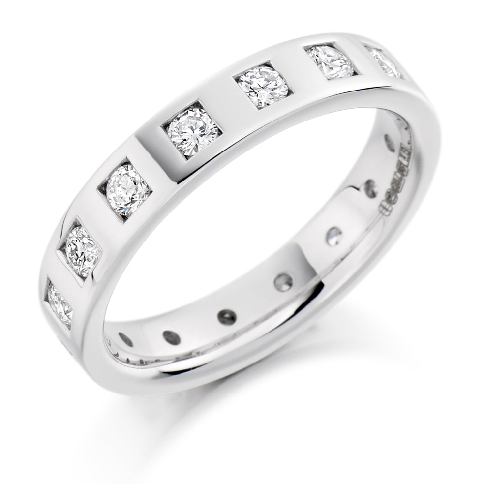 Flush-Set Full Eternity Ring, 0.75ct total in White Gold
